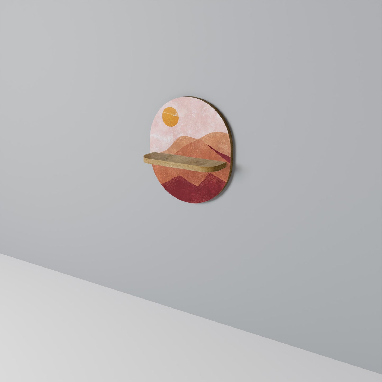 LUMINOUS SUNLIGHT Mensola Ovale Decorativa in Effetto Rovere