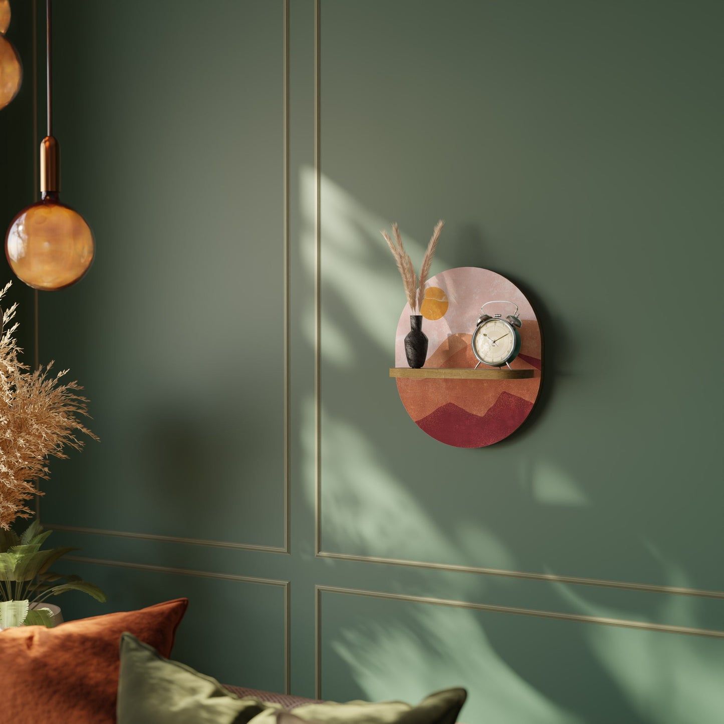 LUMINOUS SUNLIGHT Mensola Ovale Decorativa in Effetto Rovere