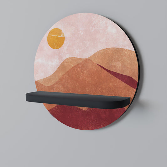 LUMINOUS SUNLIGHT Round Art Shelf In Black Finish