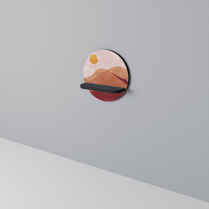 LUMINOUS SUNLIGHT Round Art Shelf In Black Finish