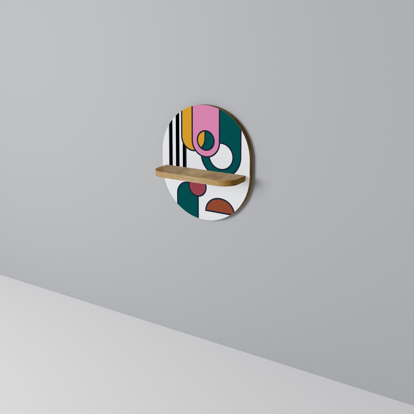 COOL STORY Oval Art Shelf In Oak Effect