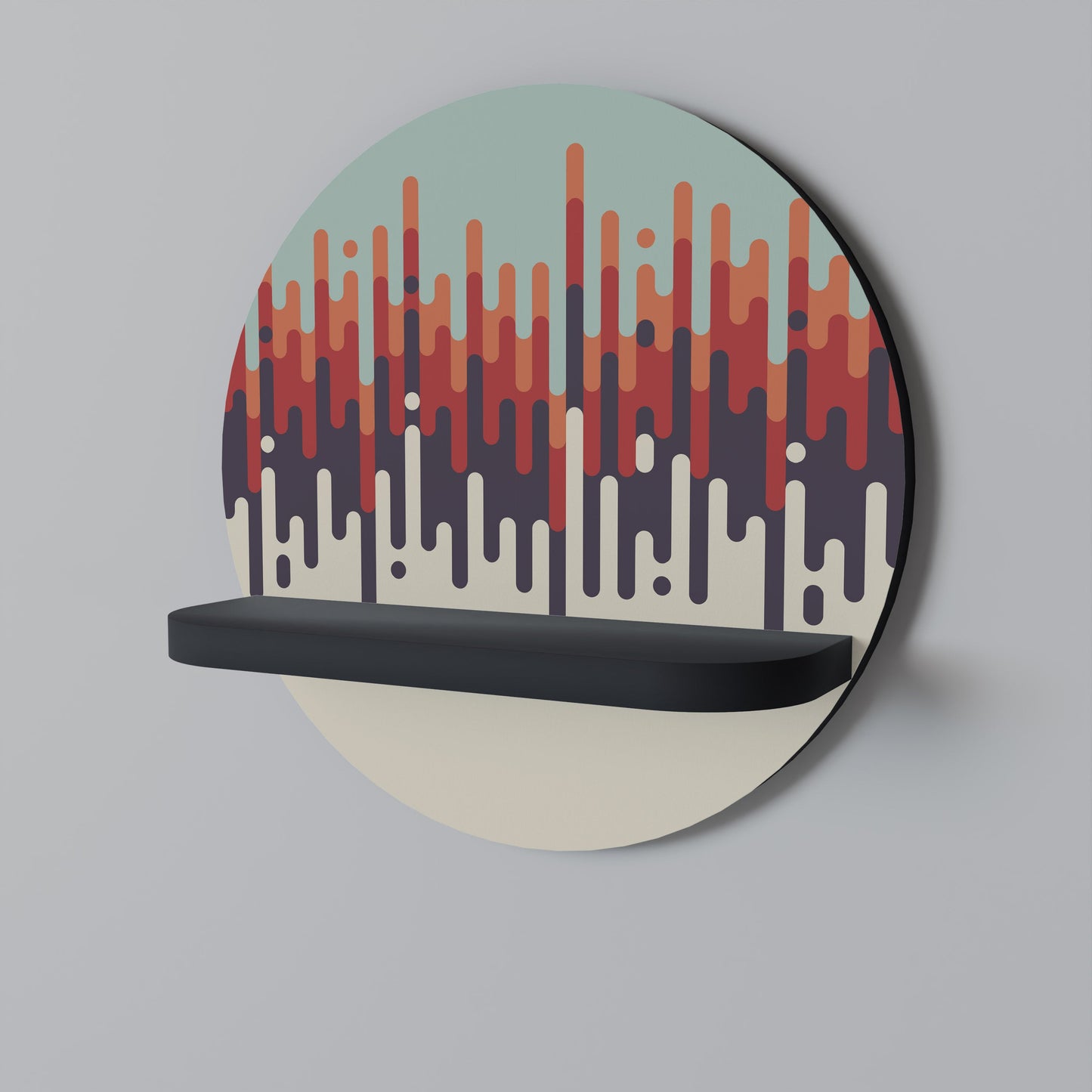 CHROMA CONTOURS Round Art Shelf In Black Finish