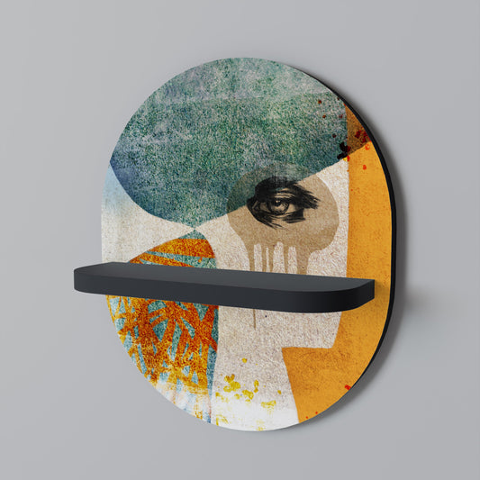 ABSTRACT FACES Oval Art Shelf In Black Finish