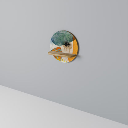 ABSTRACT FACES Mensola Rotonda Decorativa in Effetto Rovere