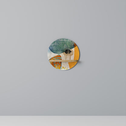 ABSTRACT FACES Mensola Rotonda Decorativa in Effetto Rovere