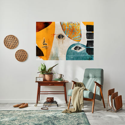 ABSTRACT FACES Peel and Stick Horizontal Poster