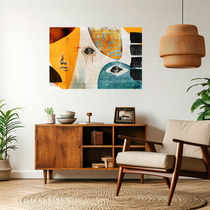 ABSTRACT FACES Peel and Stick Horizontal Poster