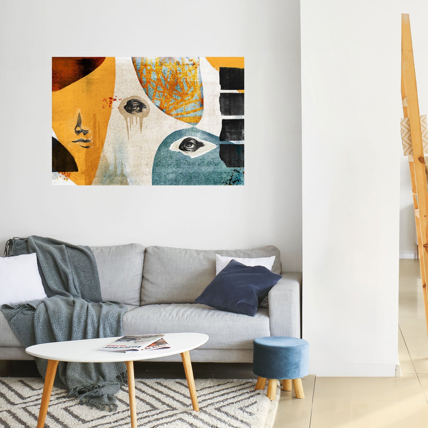 ABSTRACT FACES Peel and Stick Horizontal Poster