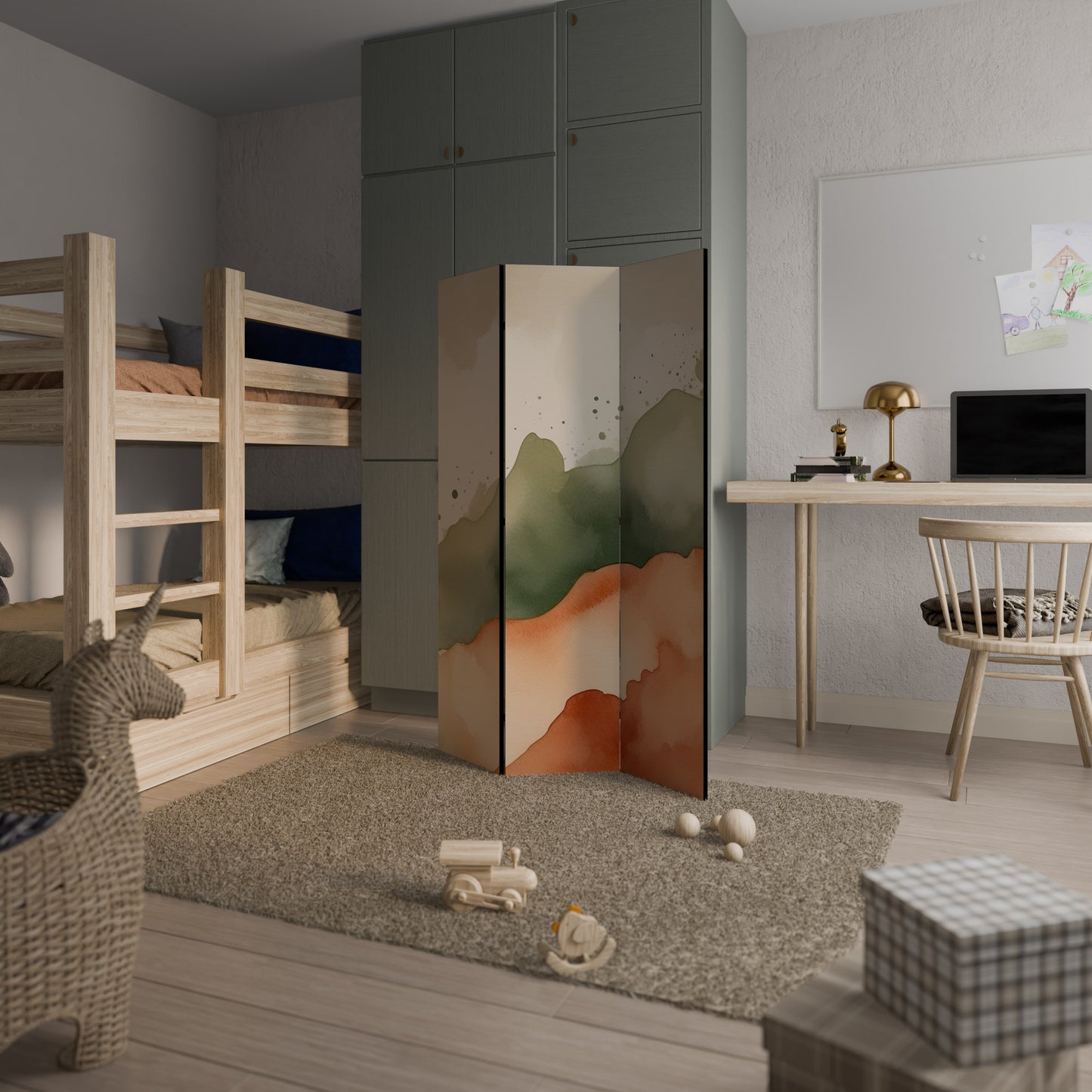 WATERCOLOUR PEAKS Decorative 3-Panel Room Divider