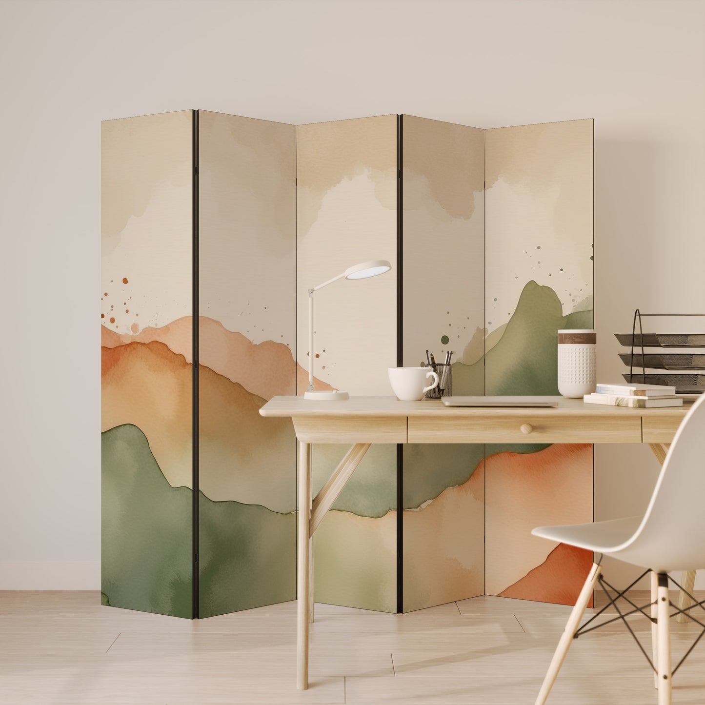 WATERCOLOUR PEAKS Decorative 5-Panel Room Divider