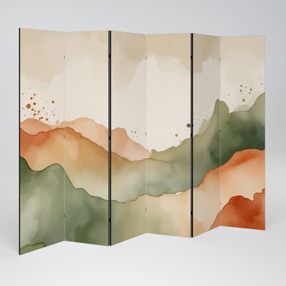WATERCOLOUR PEAKS Decorative 6-Panel Room Divider
