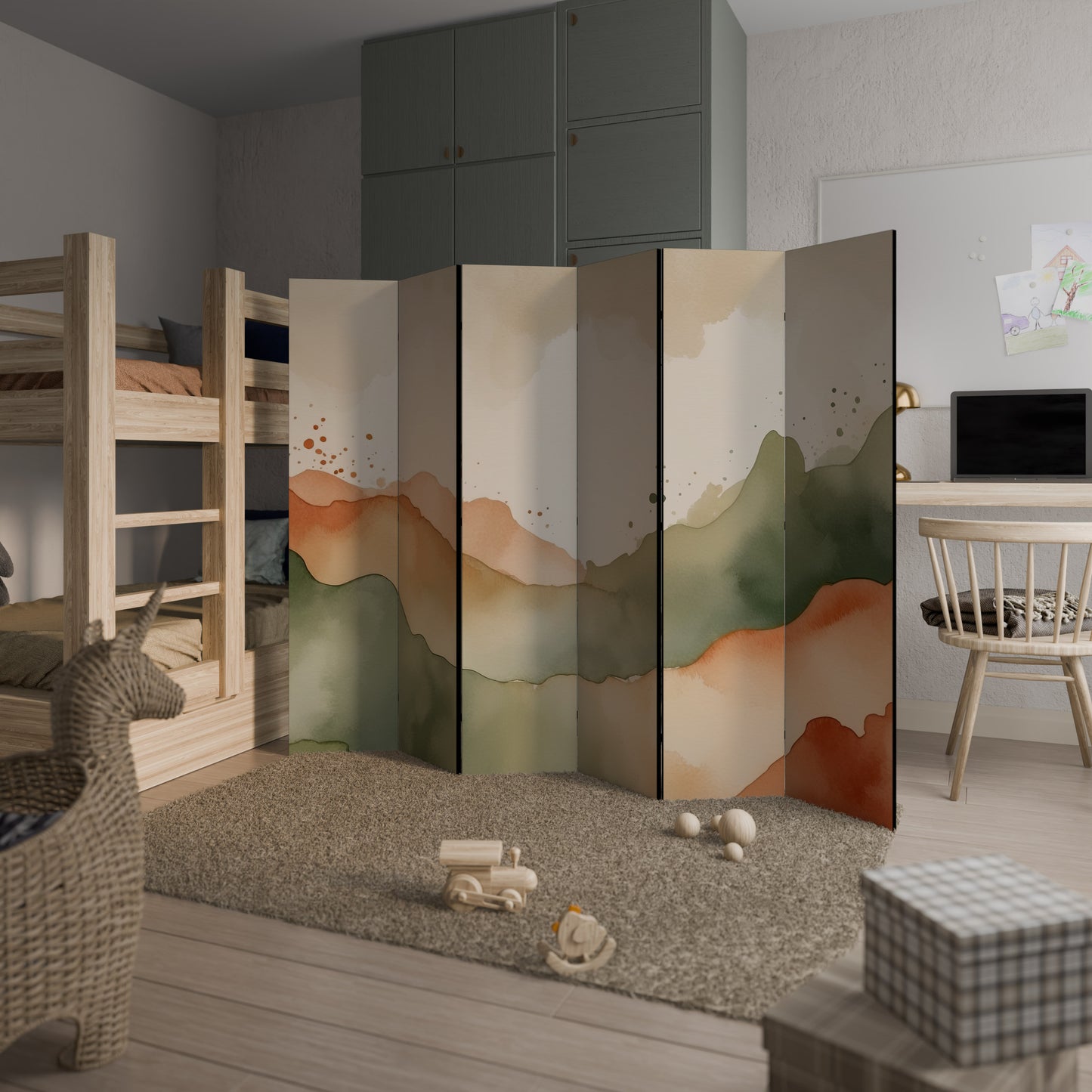 WATERCOLOUR PEAKS Decorative 6-Panel Room Divider
