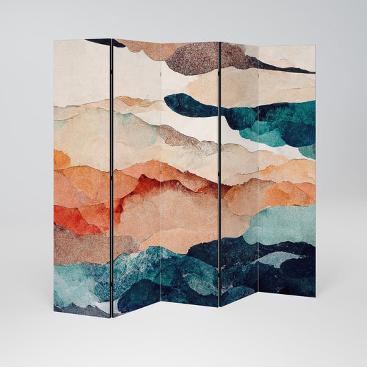 ABSTRACT LANDSCAPE Decorative 5-Panel Room Divider