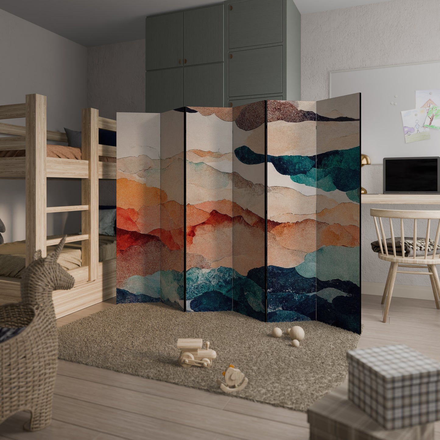 ABSTRACT LANDSCAPE Decorative 6-Panel Room Divider