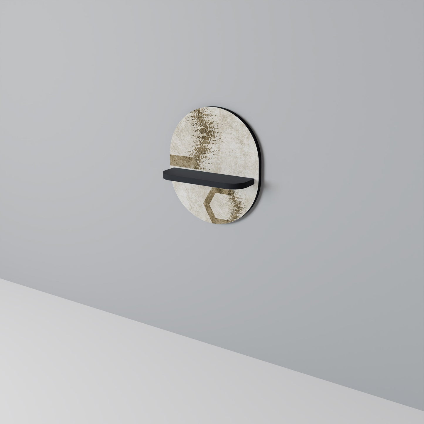 HEXAGONAL SHAPES Oval Art Shelf In Black Finish