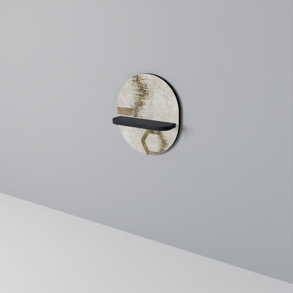 HEXAGONAL SHAPES Oval Art Shelf In Black Finish