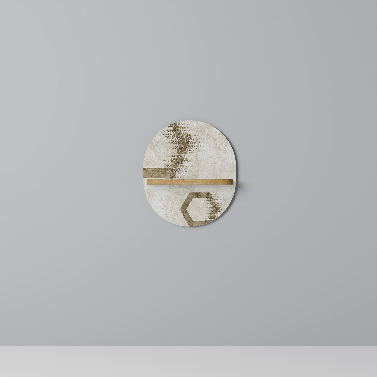 HEXAGONAL SHAPES Mensola Ovale Decorativa in Effetto Rovere