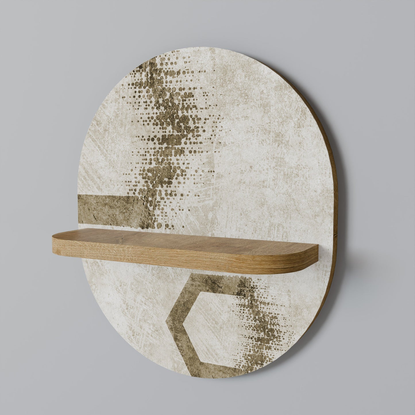 HEXAGONAL SHAPES Mensola Ovale Decorativa in Effetto Rovere