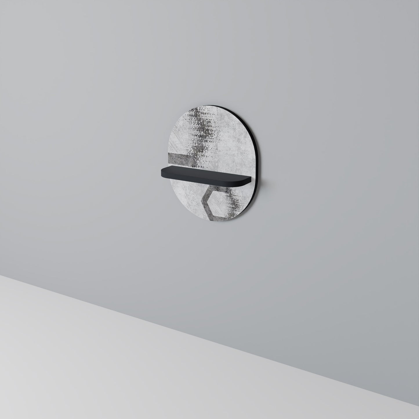 HEXAGONAL FIGURES Oval Art Shelf In Black Finish