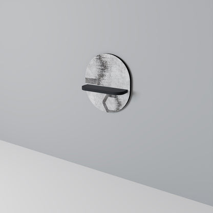 HEXAGONAL FIGURES Oval Art Shelf In Black Finish