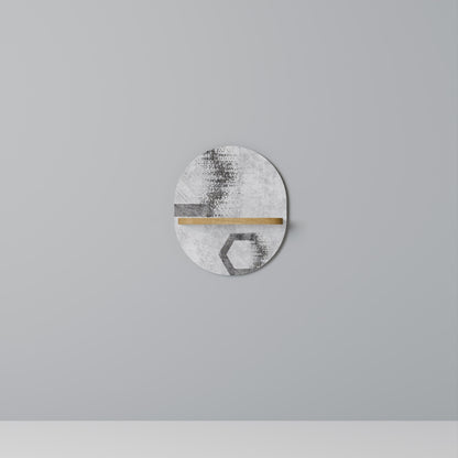 HEXAGONAL FIGURES Oval Art Shelf In Oak Effect