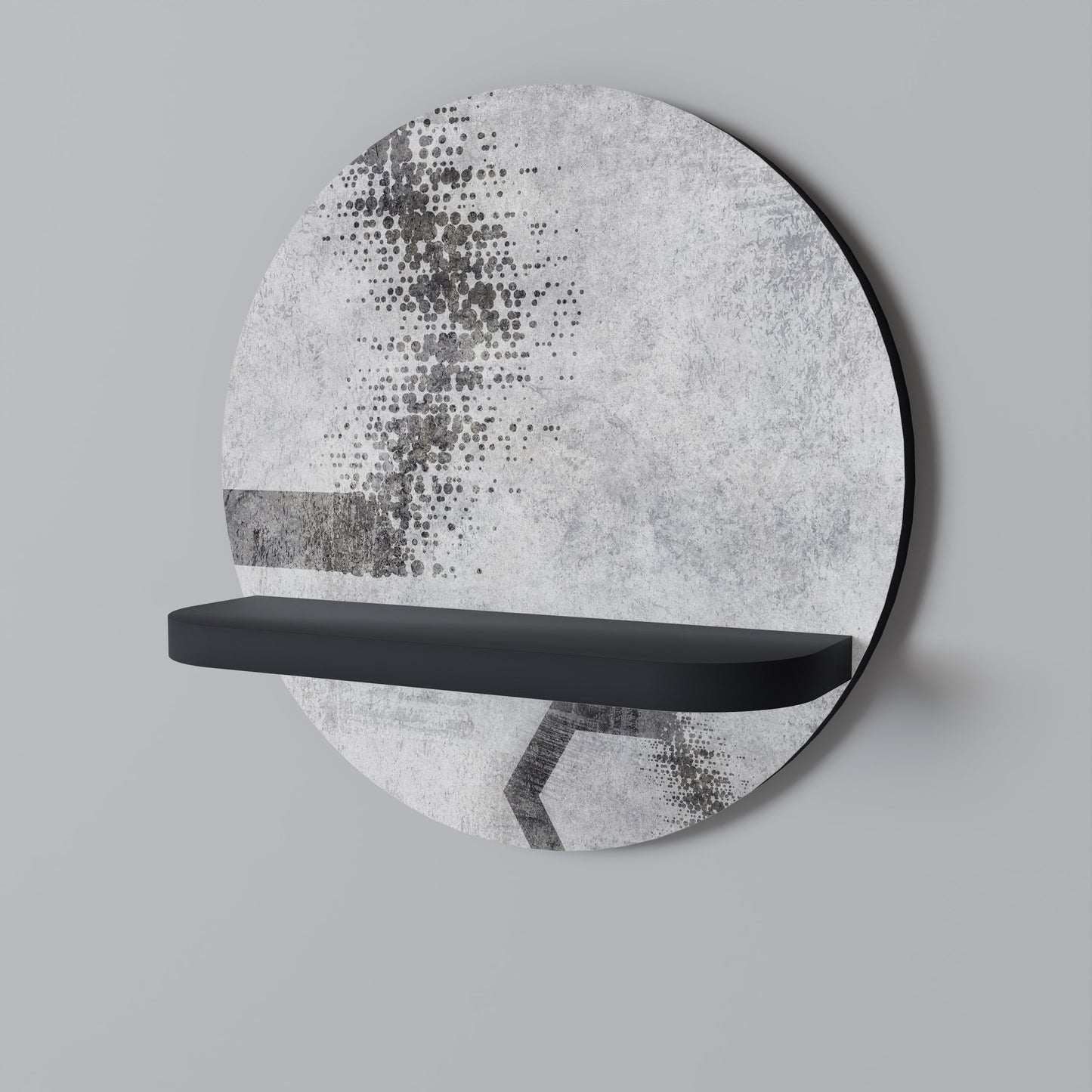 HEXAGONAL FIGURES Round Art Shelf In Black Finish