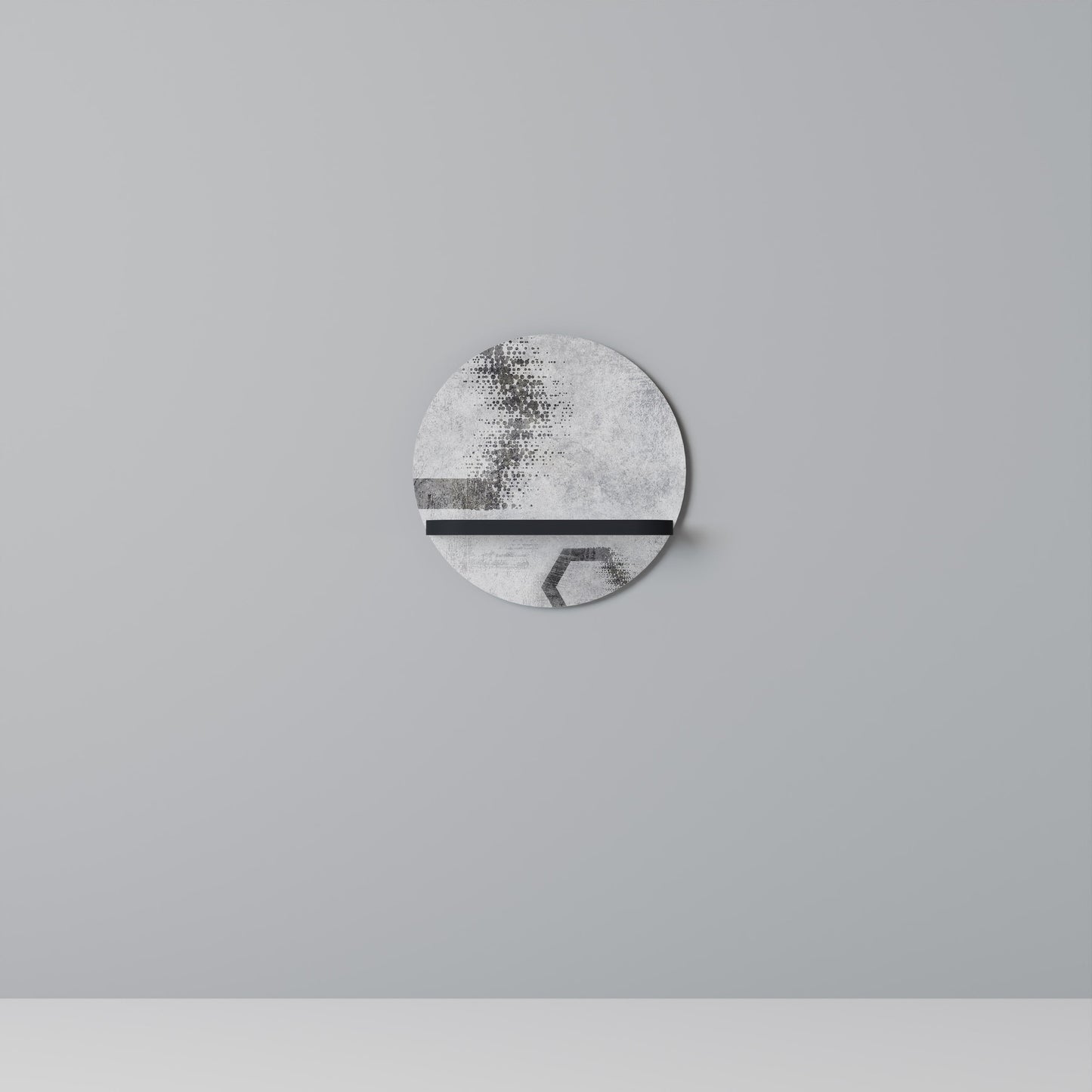 HEXAGONAL FIGURES Round Art Shelf In Black Finish