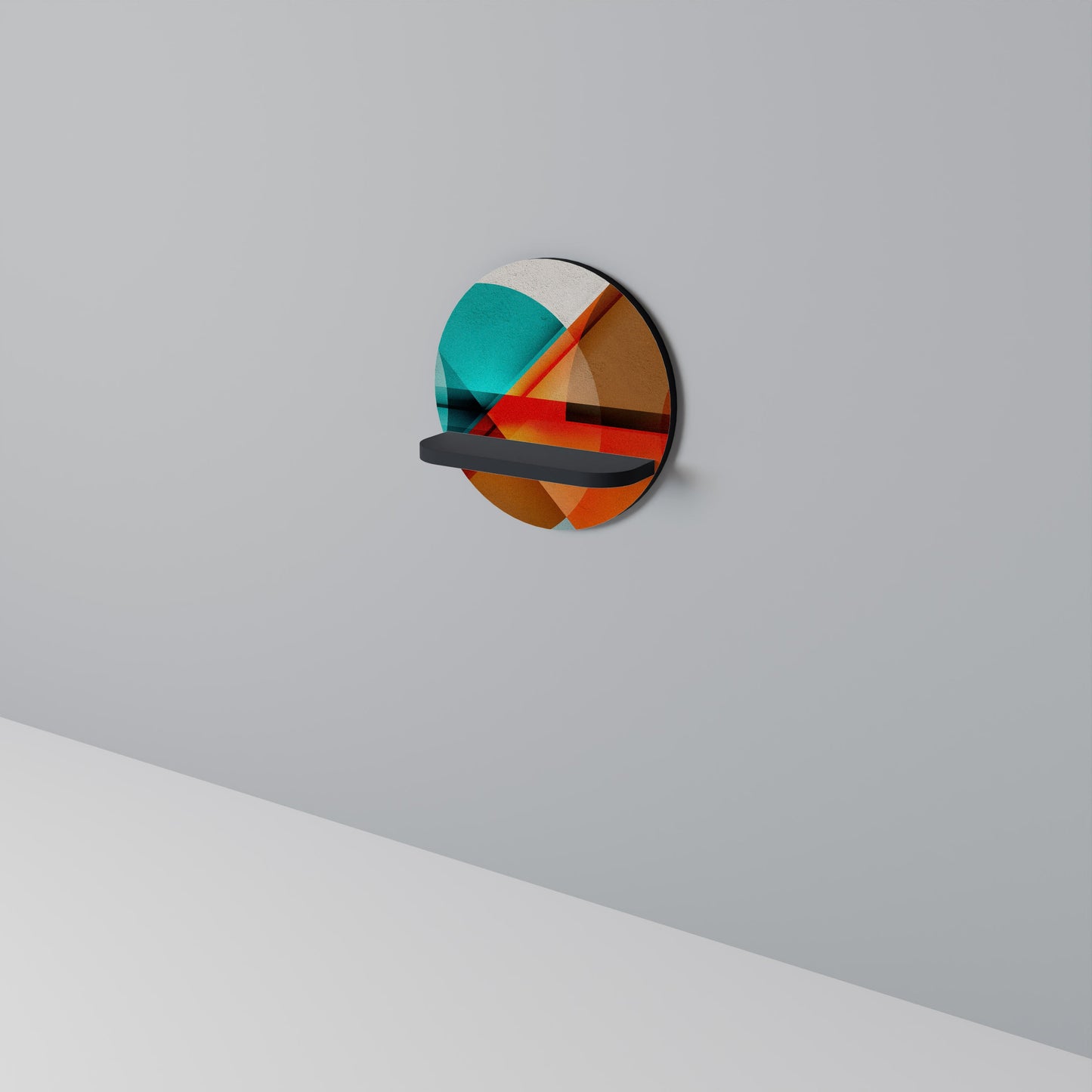 CIRCULAR RHAPSODY Round Art Shelf In Black Finish