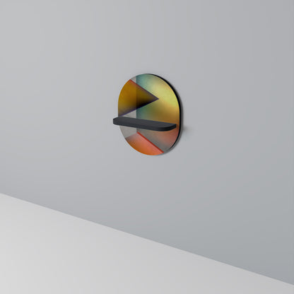 PIERCING SHARPNESS Oval Art Shelf In Black Finish