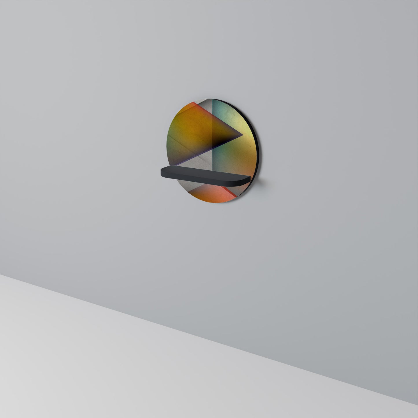 PIERCING SHARPNESS Round Art Shelf In Black Finish