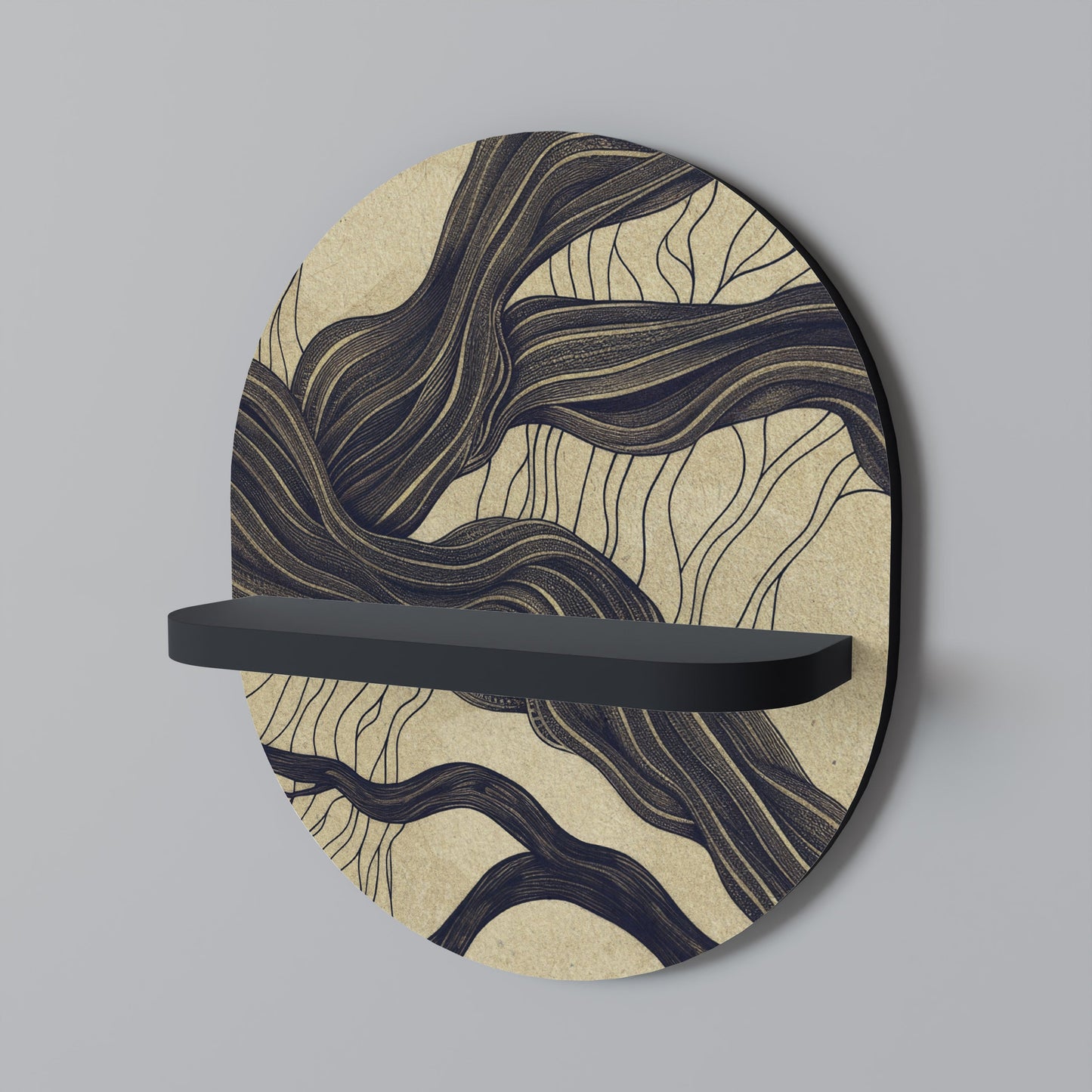 UNIFIED FRAGMENTS Mensola Ovale Decorativa con Finitura Nera