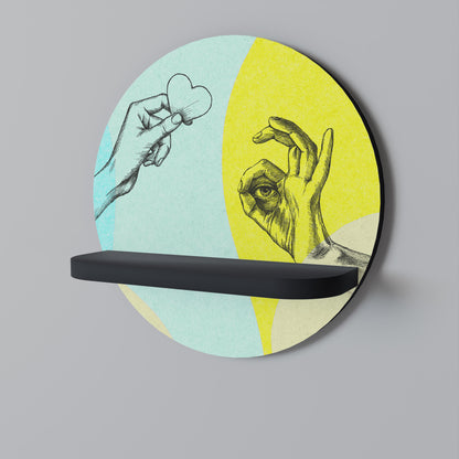 BODY LANGUAGE Round Art Shelf In Black Finish