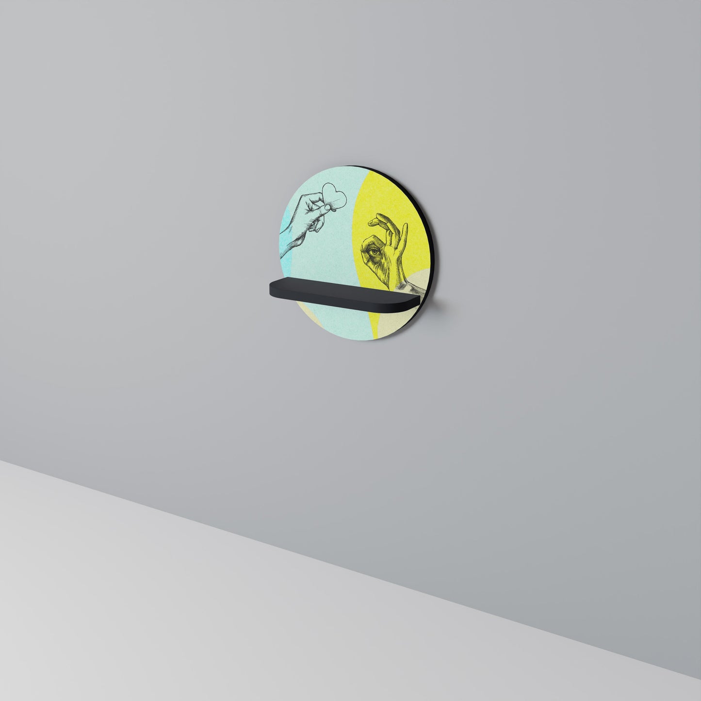 BODY LANGUAGE Round Art Shelf In Black Finish