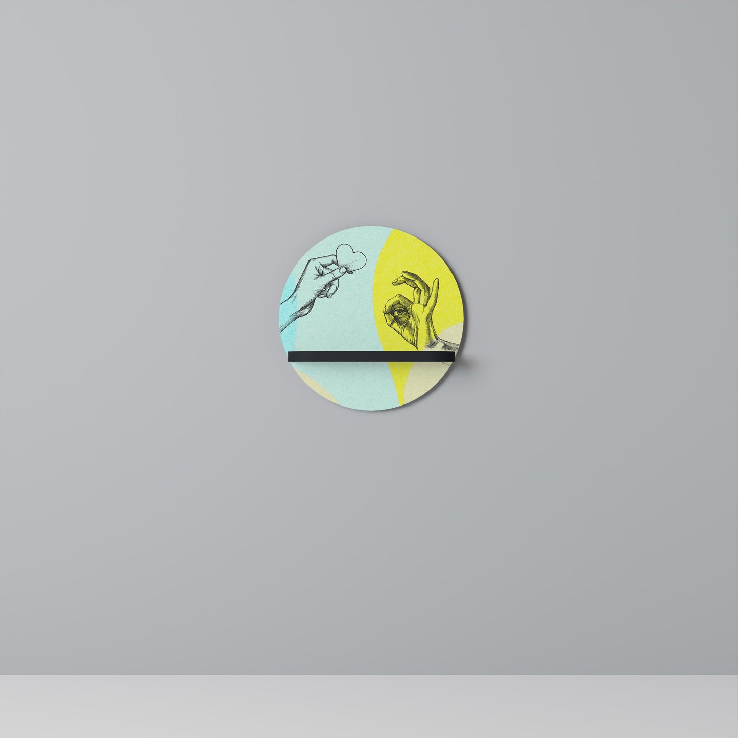 BODY LANGUAGE Round Art Shelf In Black Finish