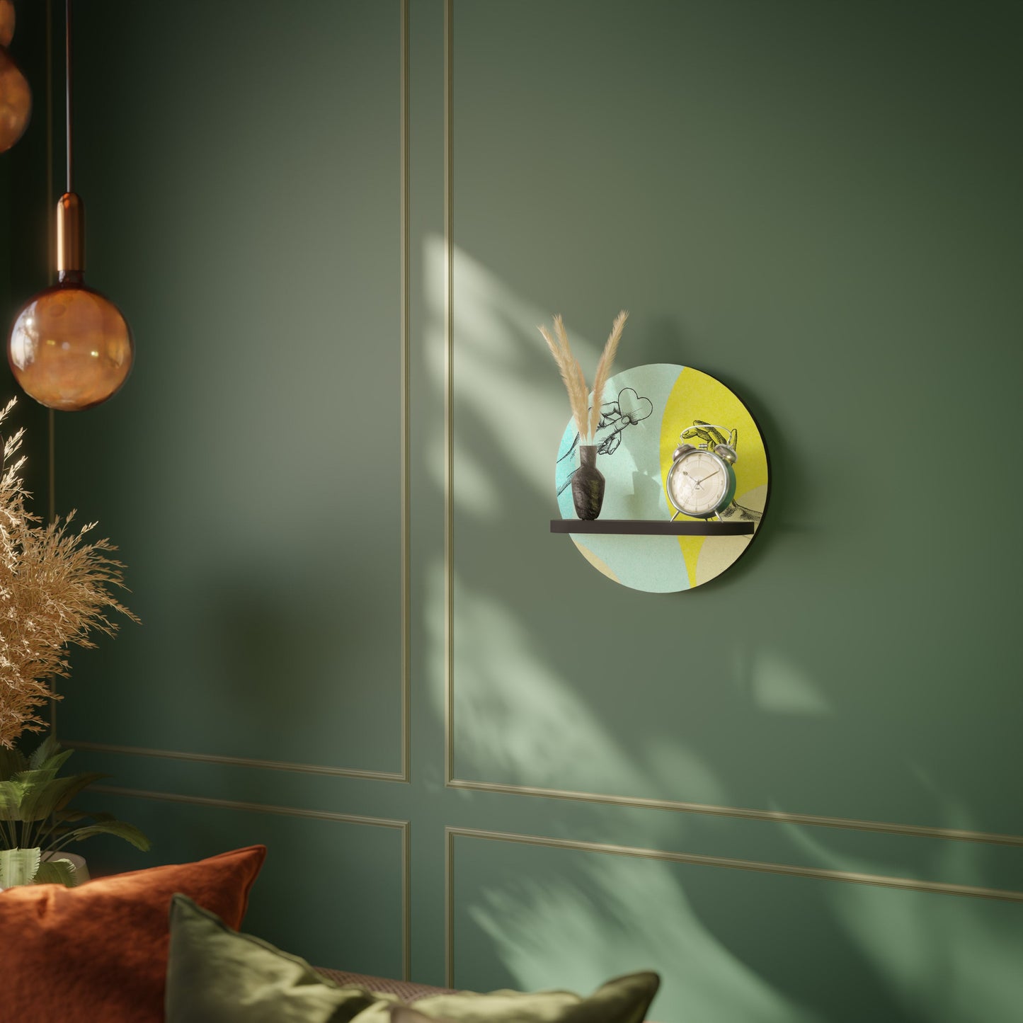 BODY LANGUAGE Round Art Shelf In Black Finish