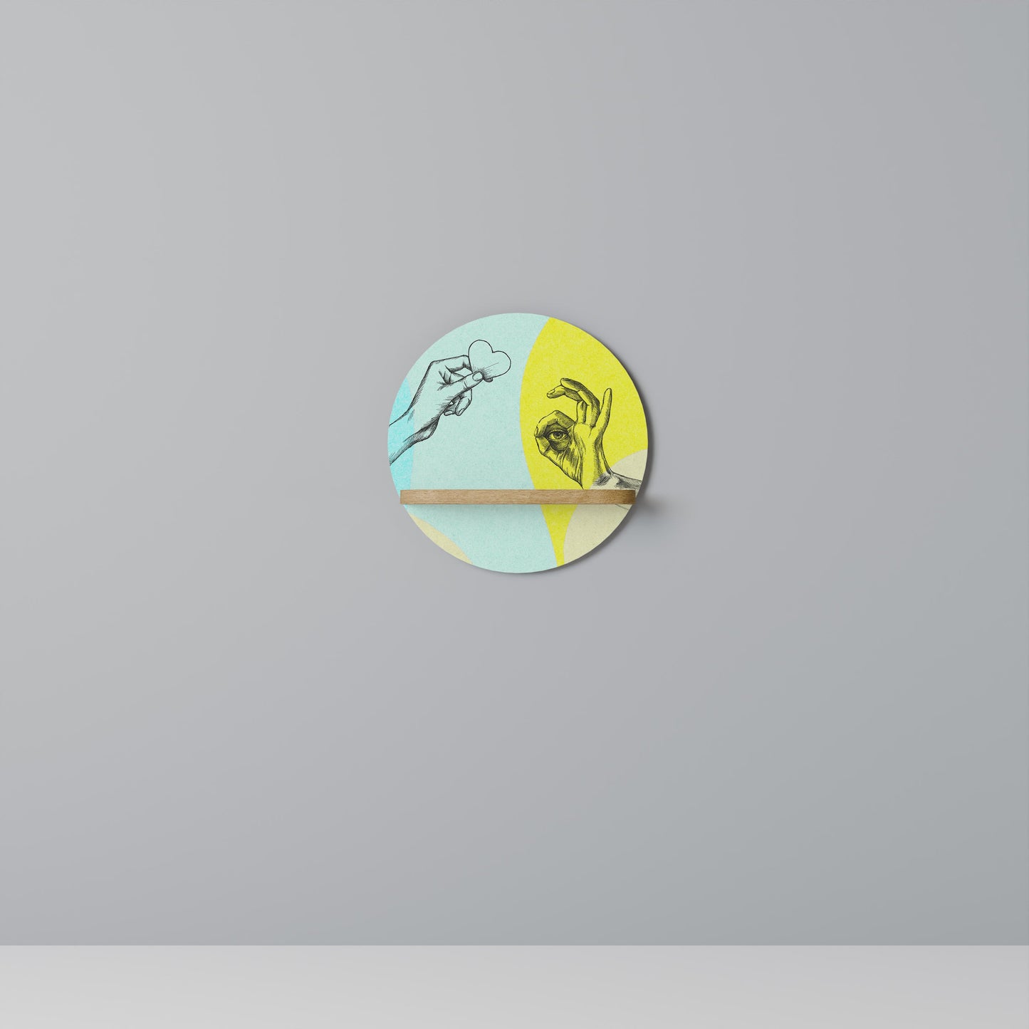 BODY LANGUAGE Round Art Shelf In Oak Effect