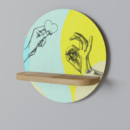 BODY LANGUAGE Round Art Shelf In Oak Effect