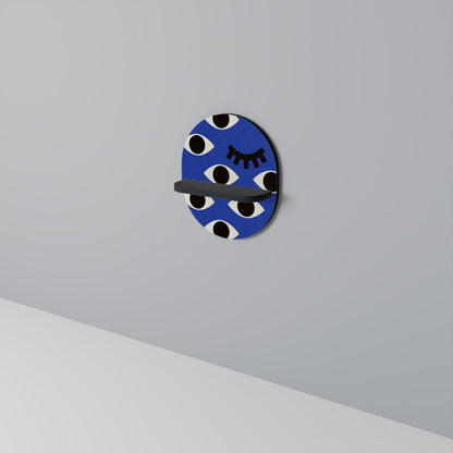 GEOMETRIC EYES Oval Art Shelf In Black Finish