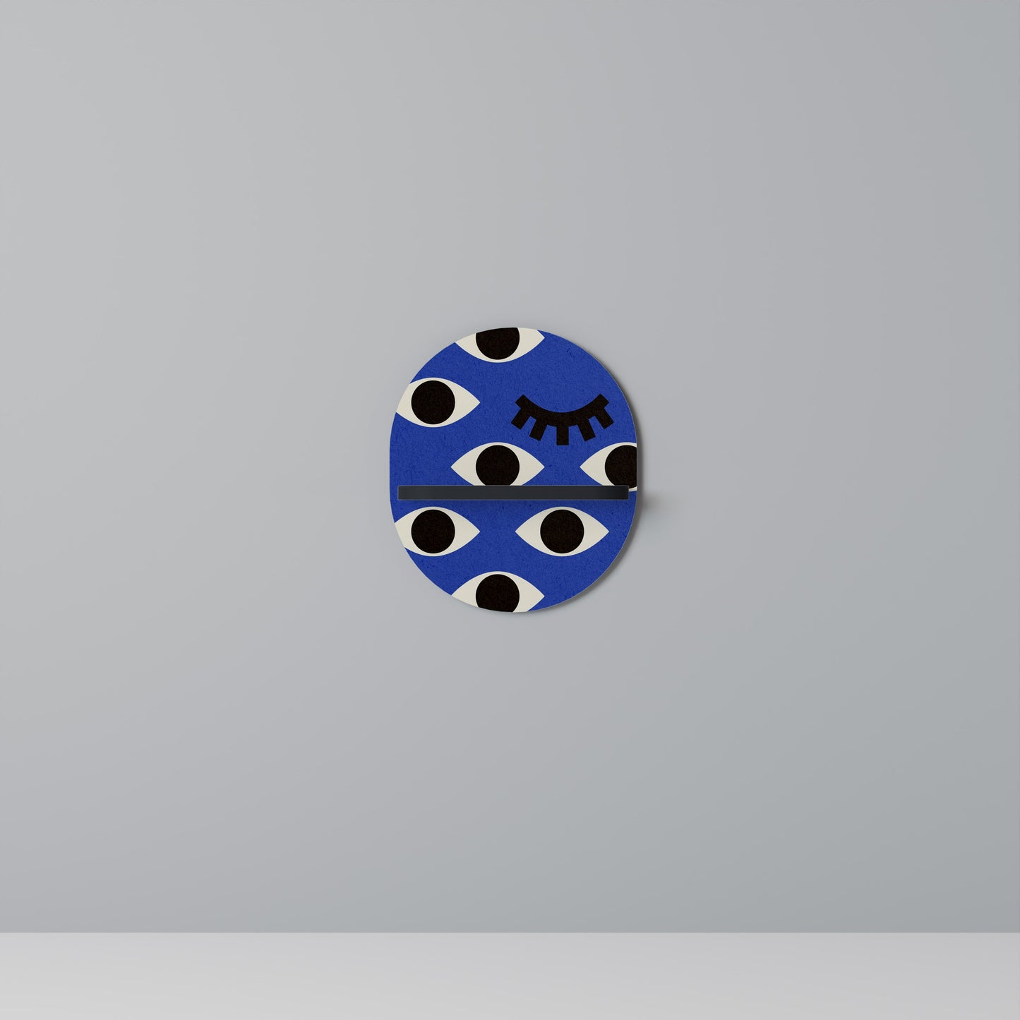 GEOMETRIC EYES Oval Art Shelf In Black Finish