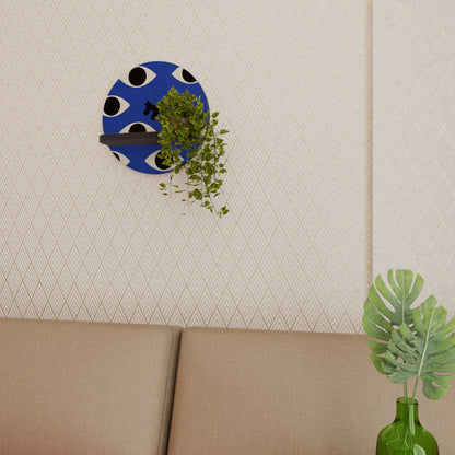 GEOMETRIC EYES Round Art Shelf In Black Finish