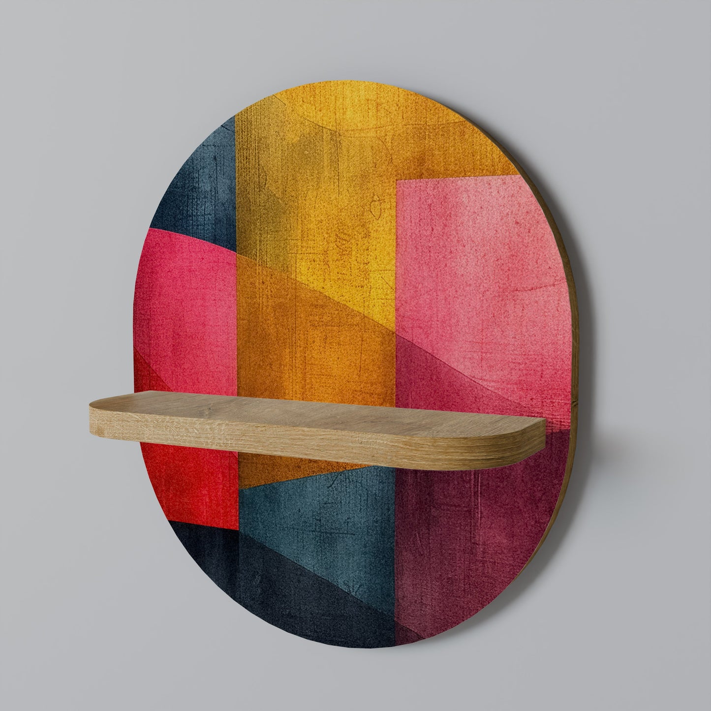 COLORFUL SOUNDS Oval Art Shelf In Oak Effect