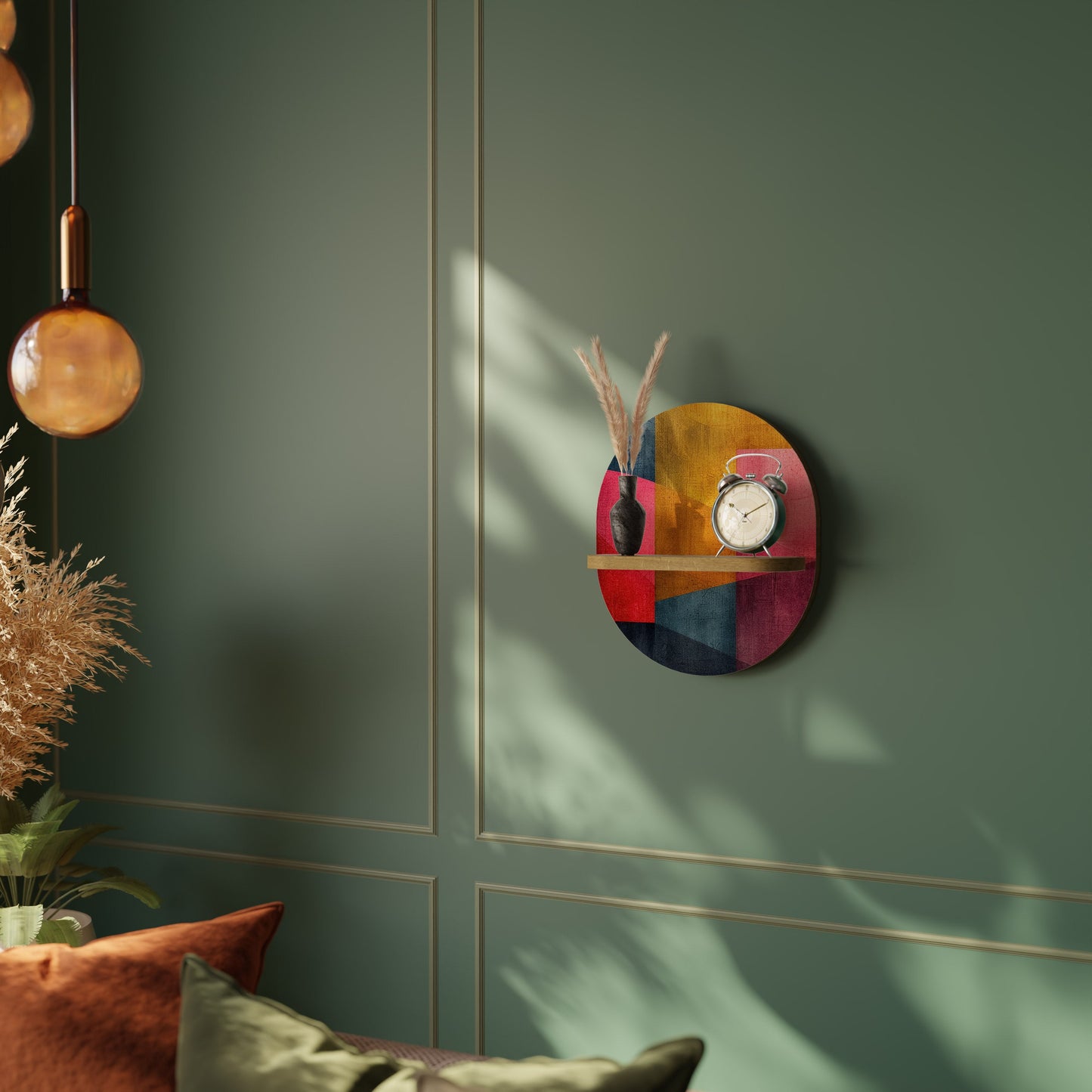 COLORFUL SOUNDS Oval Art Shelf In Oak Effect