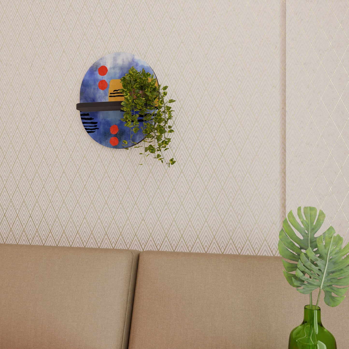 NIGHTFALL VIBRANCE Mensola Ovale Decorativa con Finitura Nera