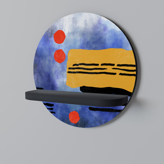 NIGHTFALL VIBRANCE Round Art Shelf In Black Finish