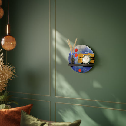 NIGHTFALL VIBRANCE Round Art Shelf In Black Finish