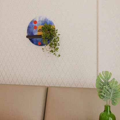 NIGHTFALL VIBRANCE Round Art Shelf In Black Finish