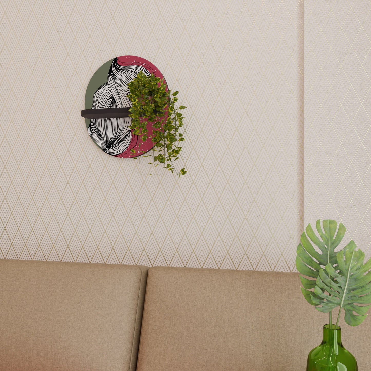 BE TOGETHER Mensola Ovale Decorativa con Finitura Nera