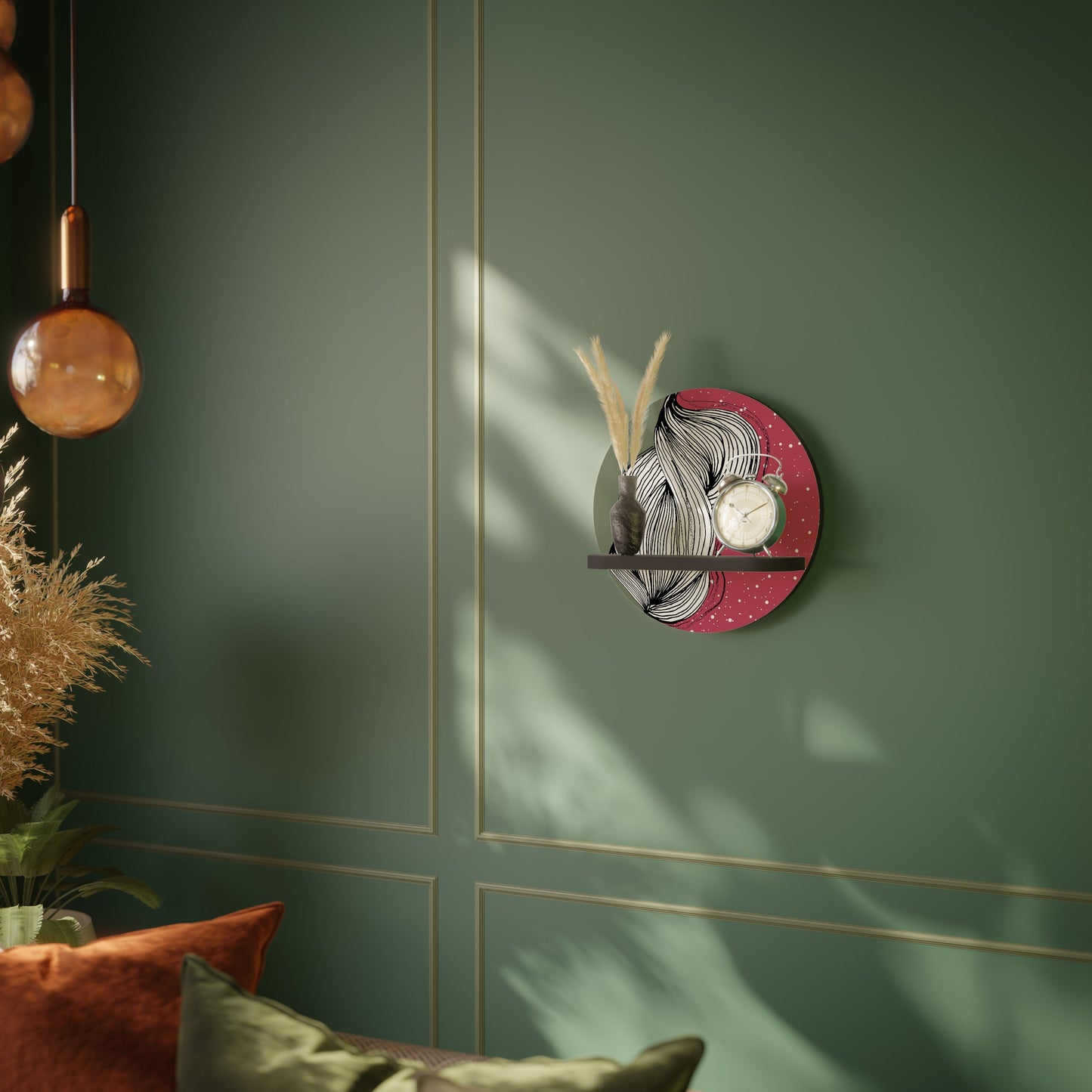 BE TOGETHER Round Art Shelf In Black Finish