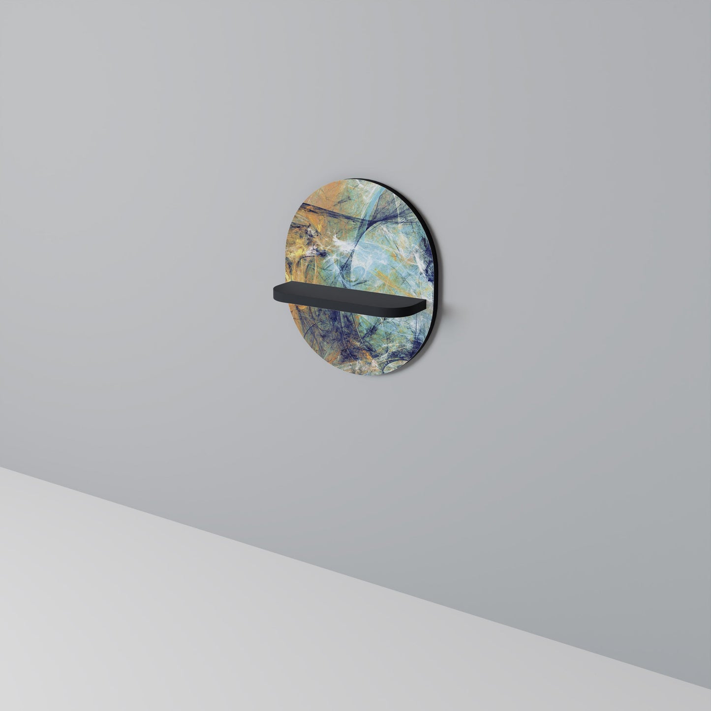 ABSTRACT THOUGHTS Oval Art Shelf In Black Finish