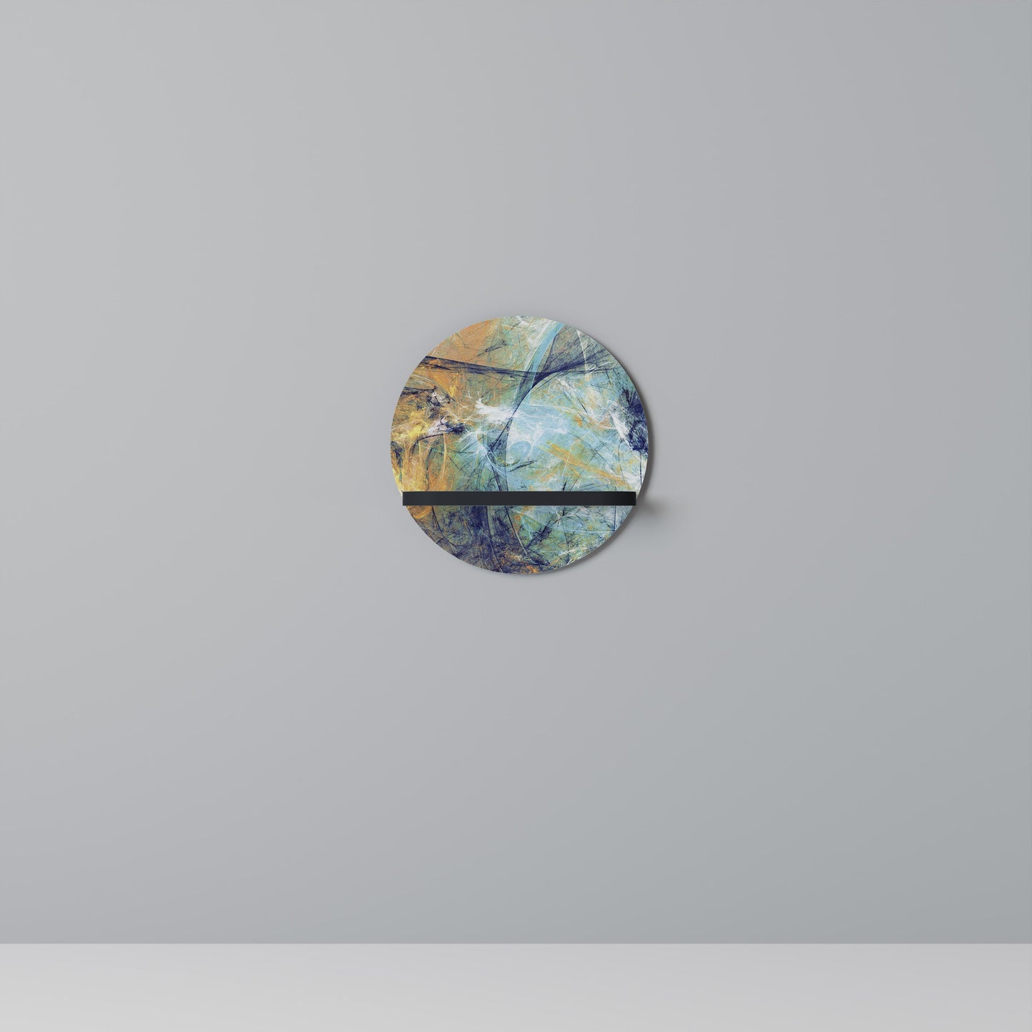 ABSTRACT THOUGHTS Round Art Shelf In Black Finish